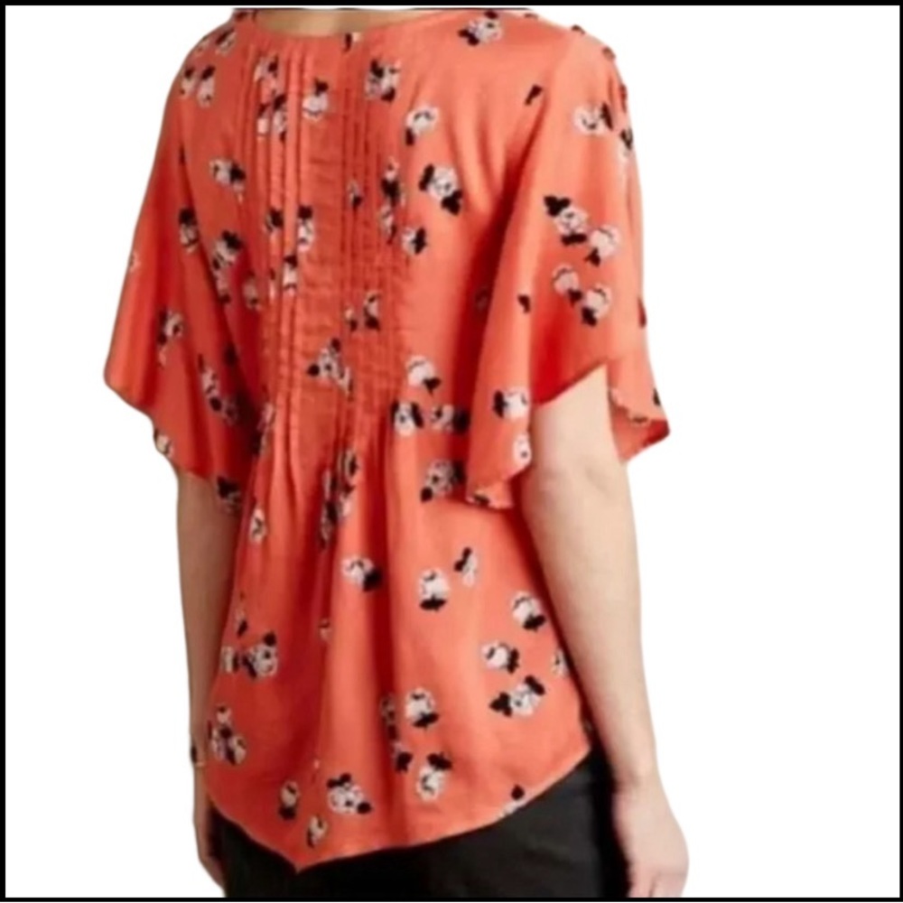 ANTHROPOLOGIE MAEVE MAYA FLORAL FLUTTER SLEEVE TOP - Picture 2 of 10